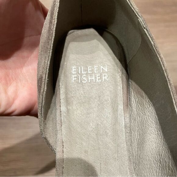 EILEEN FISHER- EUC Lily Half D’Orsay Heel Size 6.5 Gray Suede - Picture 6 of 8